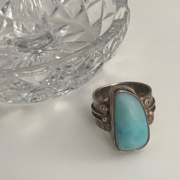 Vintage Larimar sterling silver ring size 6.5